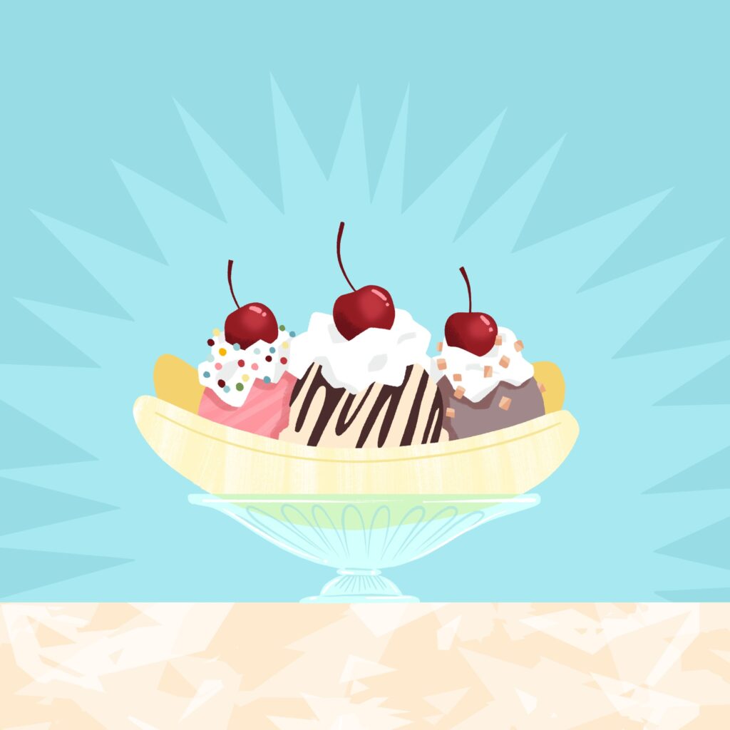 Banana split birthday card background