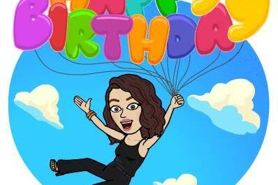 Happy birthday bitmoji holding balloons